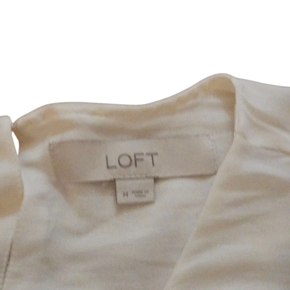 🤍 LOFT Cream Lace Shoulder‎ Peasant Blouse – Size M